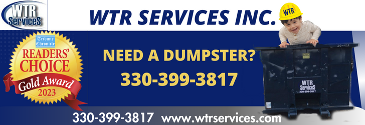 WTR Services Inc. — Readers' Choice Gold Award 2023. Need a dumpster? Call (330) 399-3817.
